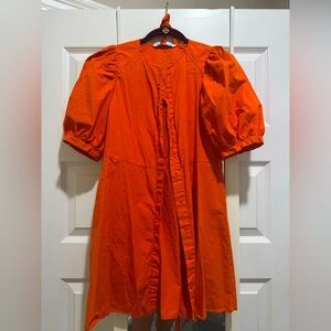 Zara Orange Puff Sleeve Dress